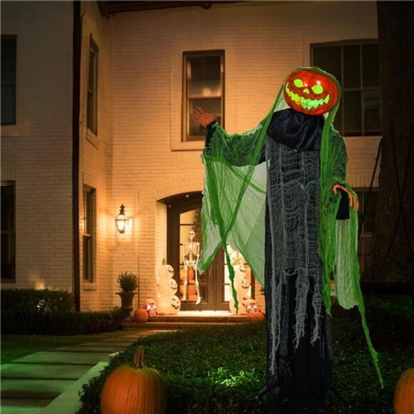 Halloween Decorations Outdoor, 6 FT Light Up Ghost Pumpkin with Sound Activation - Picture 6 of 7